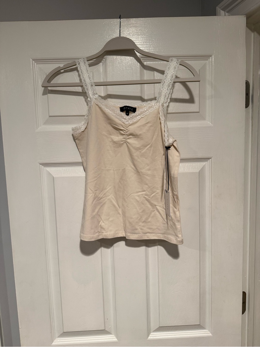 State Sleeveless Lace-Trim Cream and White Tank Tops (set of 2)